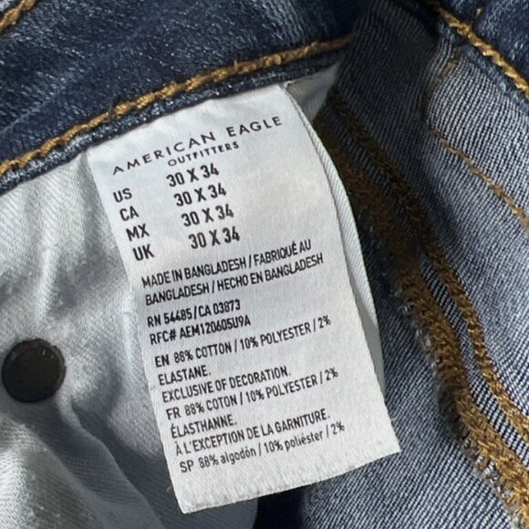 American Eagle Jeans 30x34 Blue Slim Flex Medium Wash Denim - Picture 9 of 11